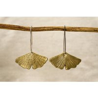 Handmade Ginkgo Leaf Brass Earrings Boho Dangle Earrings | Etsy (US)
