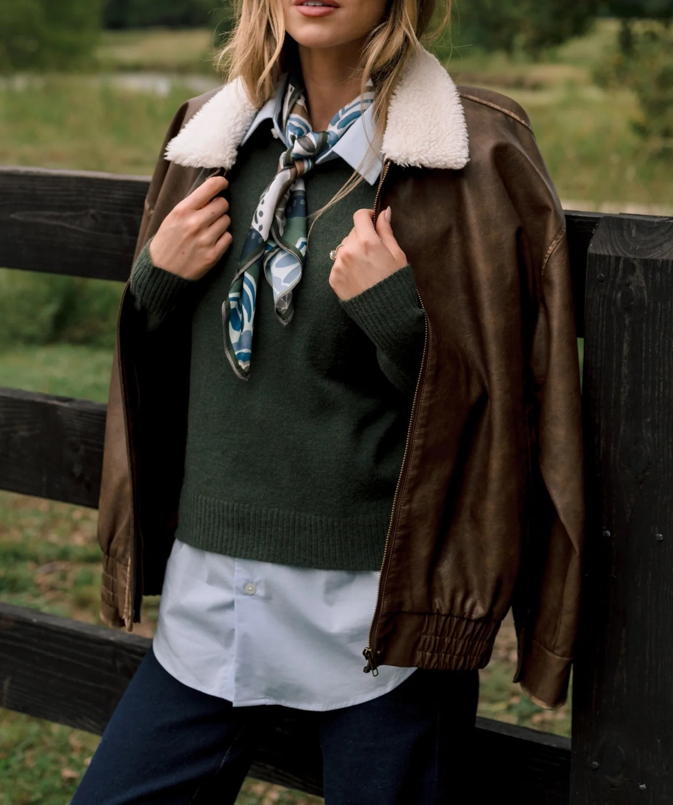 A rich cognac-brown layer with effortless autumn appeal. 🤎 The FLY RIGHT Faux Leather Bomber Jacket combines a classic bomber silhouette with a warm leather-inspired finish, creating a polished yet relaxed piece for everyday seasonal dressing. Under $70.

Ideas

* Pair with straight-leg jeans and ankle boots
* Style over a cream knit for a sophisticated neutral look
* Contrast with a floral midi dress and boots
* Add tailored trousers and loafers for elevated casual dressing
* Finish with a structured handbag and gold jewelry

Keywords

* cognac brown bomber jacket
* brown faux leather bomber jacket
* faux leather bomber jacket
* brown bomber jacket
* cognac leather jacket
* faux leather jacket
* women’s bomber jacket
* leather jackets women
* autumn outerwear
* fall jackets women
* fall outfits women
* leather jacket

#LTKootd #LTKgrwm #LTKWorkwear