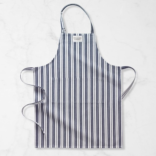 Williams Sonoma Classic Stripe Logo Apron, Navy Blue | Williams-Sonoma