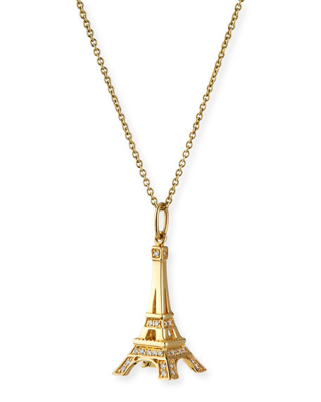 14k Diamond Eiffel Tower Charm Necklace | Neiman Marcus