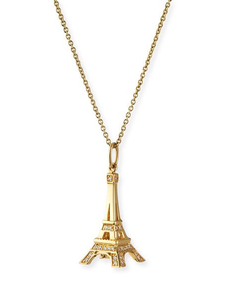 14k Diamond Eiffel Tower Charm Necklace | Neiman Marcus