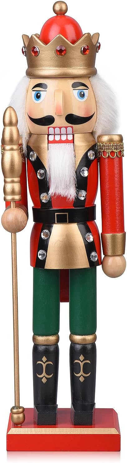Christmas Nutcracker Figures 14 Inch Wooden Nutcracker King with Scepter Ornaments, Nutcracker Ch... | Amazon (US)