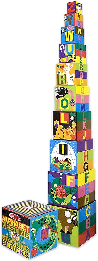 Melissa & Doug Deluxe 10-Piece Alphabet Nesting and Stacking Blocks - Stack And Sort , ABC Learni... | Amazon (US)