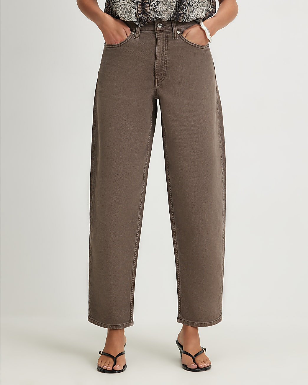 Brown Barrel Leg Jeans | River Island UK & IE