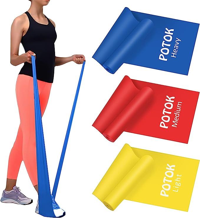 Potok Resistance Bands Set, 3 Pack Latex Exercise Bands with Different Strengths,Elastic Bands fo... | Amazon (US)