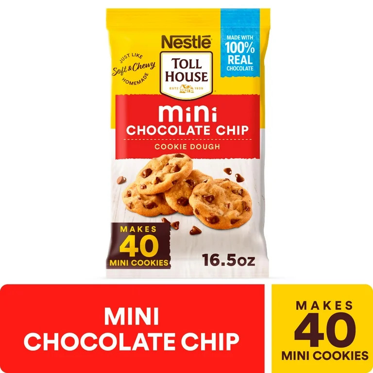 Nestle Toll House Mini Chocolate Chip Ready to Bake Cookie Dough, Makes 40 Cookies for Holiday Ba... | Walmart (US)