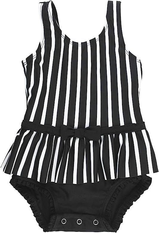 RuffleButts Infant/Toddler Girls Peplum Short Sleeve One Piece Swimsuit UPF 50+ Sun Protection | Amazon (US)