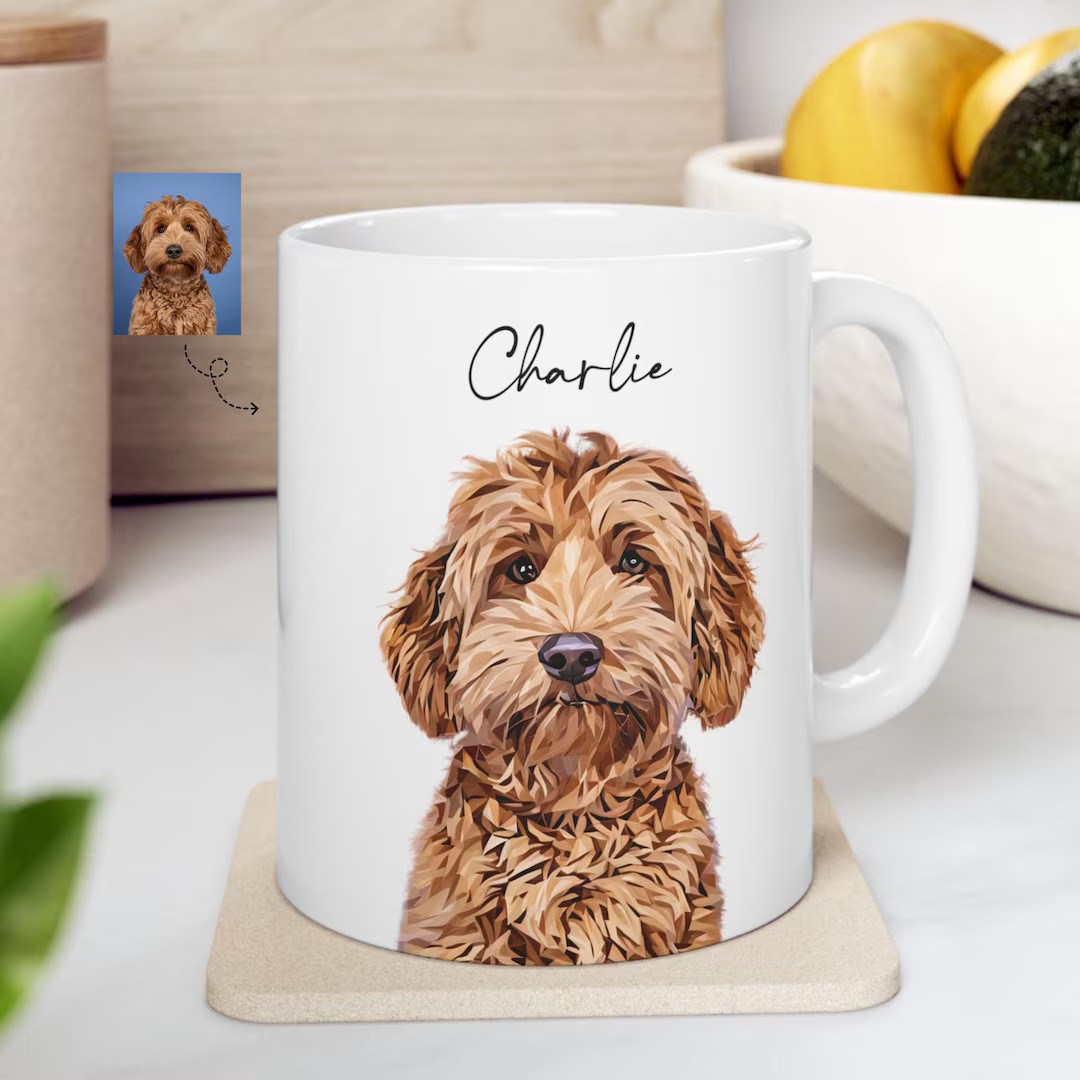 Personalized Pet Portrait Mug: Custom Dog or Cat Photo Coffee Cup | Etsy (US)