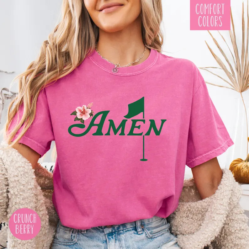 Masters Golf Amen Shirt Azalea Pink Golf Tournament Shirt Gift Golf Birthday Party Shirt Golf Par... | Etsy (US)