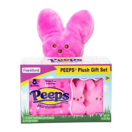 Peeps Plush & Marshmallow Bunny Gift Set, Pink, 4-Count Marshmallow Treats & Soft Pink Plush Toy ... | Walmart (US)