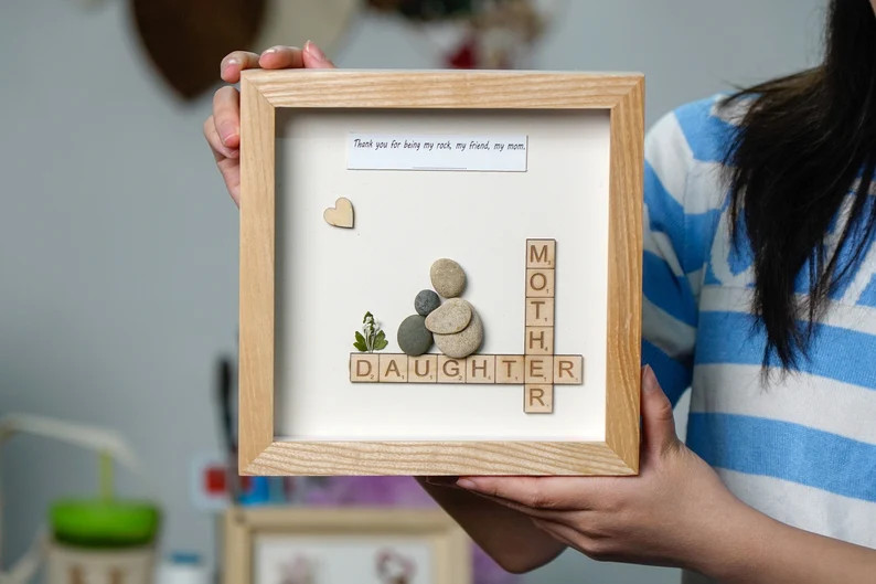 Personalized Mother's Day Pebble Art, Mom Framed Pebble Picture, Mothers Day Gift, Mum Birthday G... | Etsy (US)