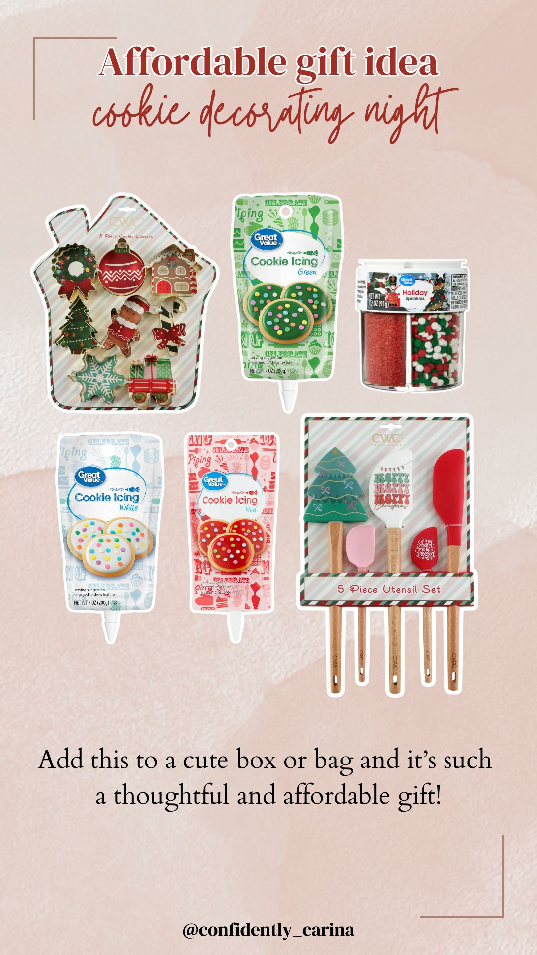 How cute is this gift idea?! Everything you need for a family cookie decorating night - throw it in a cute box or bag and it's such an easy and affordable gift! 

 #LTKGiftGuide #LTKHoliday #LTKFindsUnder50