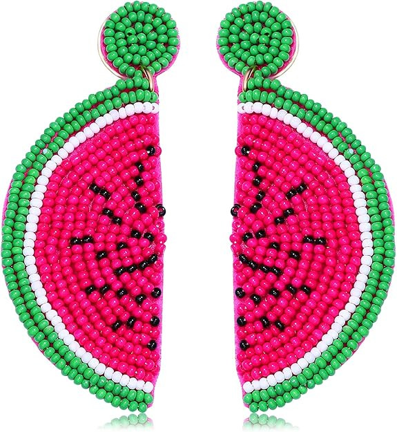 Beaded Drop Earrings for Women Boho Seed Bead Dangle Earrings Handmade Tropical Fruit Flamingo Be... | Amazon (US)