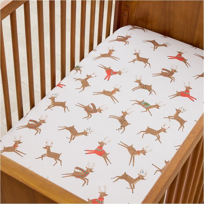 Reindeer Friends Crib Fitted Sheet | West Elm (US)