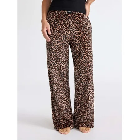 Joyspun Women's Velour Wide-Leg Sleep Pants, Size XS-3X | Walmart (US)