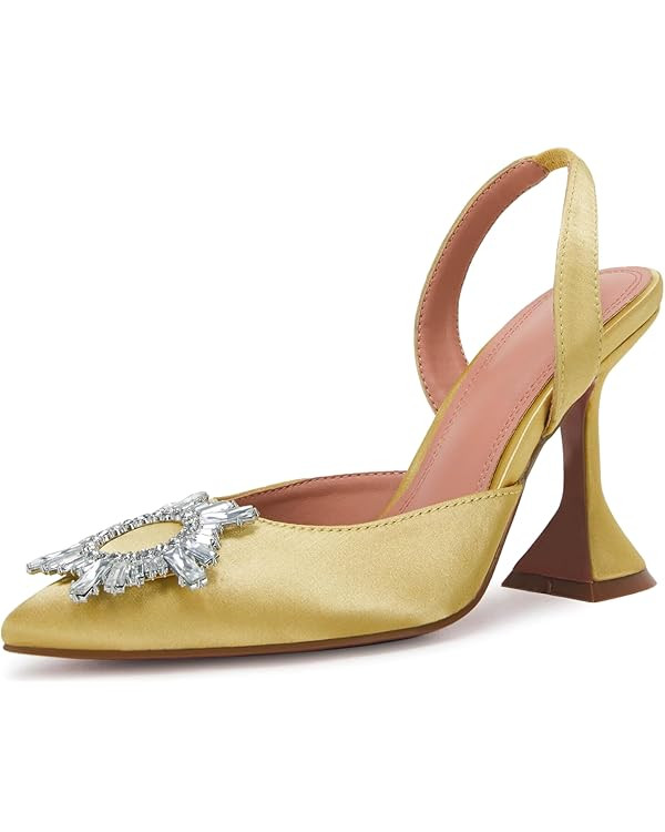 VETASTE Women's High Heel Crystal Slingback Pumps Pointed Toe Strappy Triangle Heeled Party Weddi... | Amazon (US)