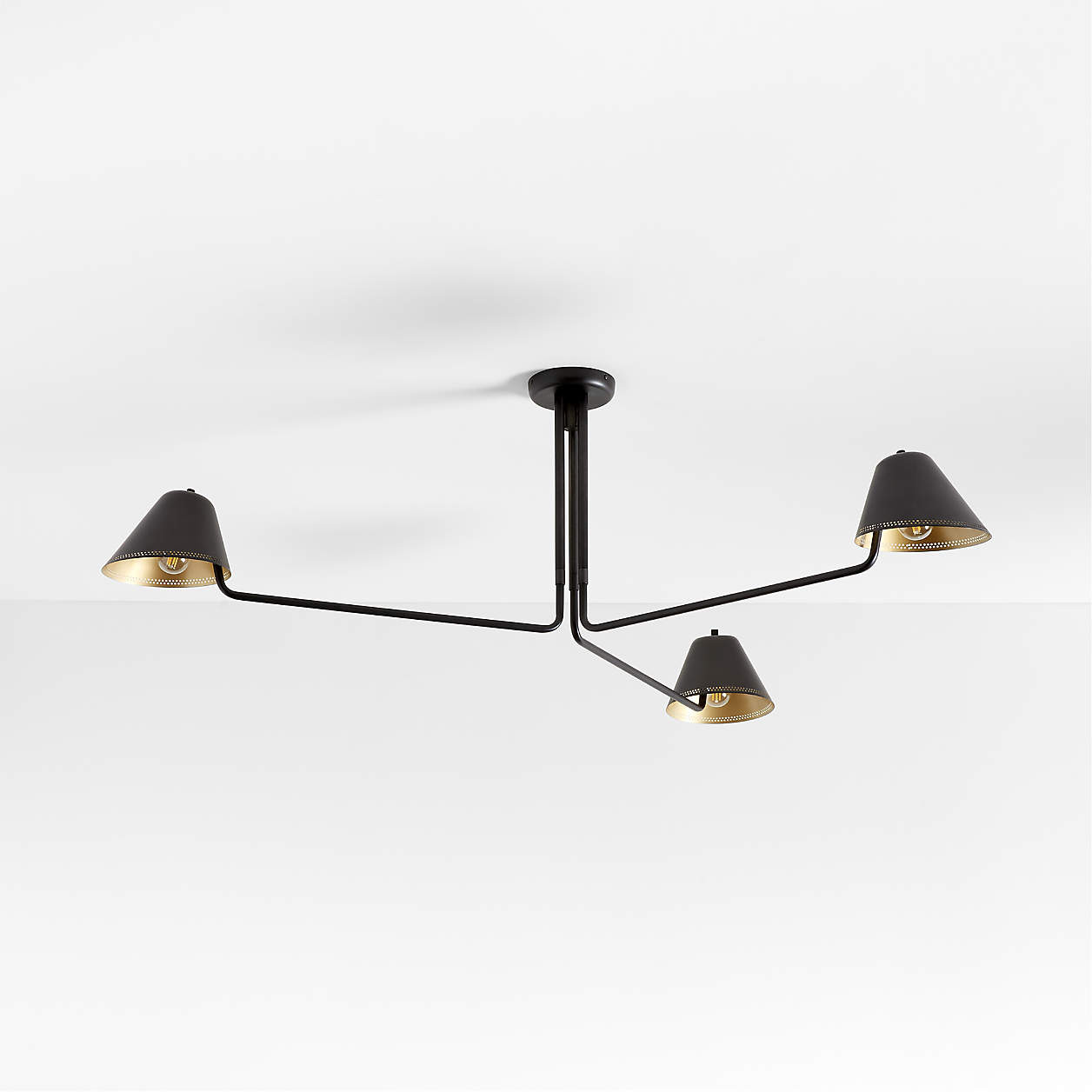 Jensen Black Metal Semi-Flushmount Light 55" + Reviews | Crate & Barrel | Crate & Barrel