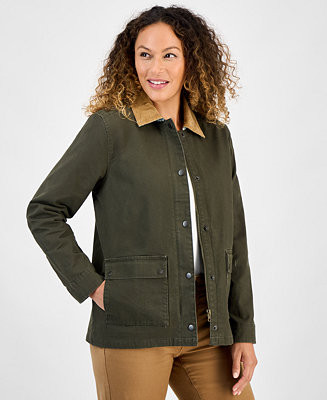 Style & Co Women's Collared Utility Barn Jacket, PXS-4X, Macy's Exclusive - Macy's | Macy's