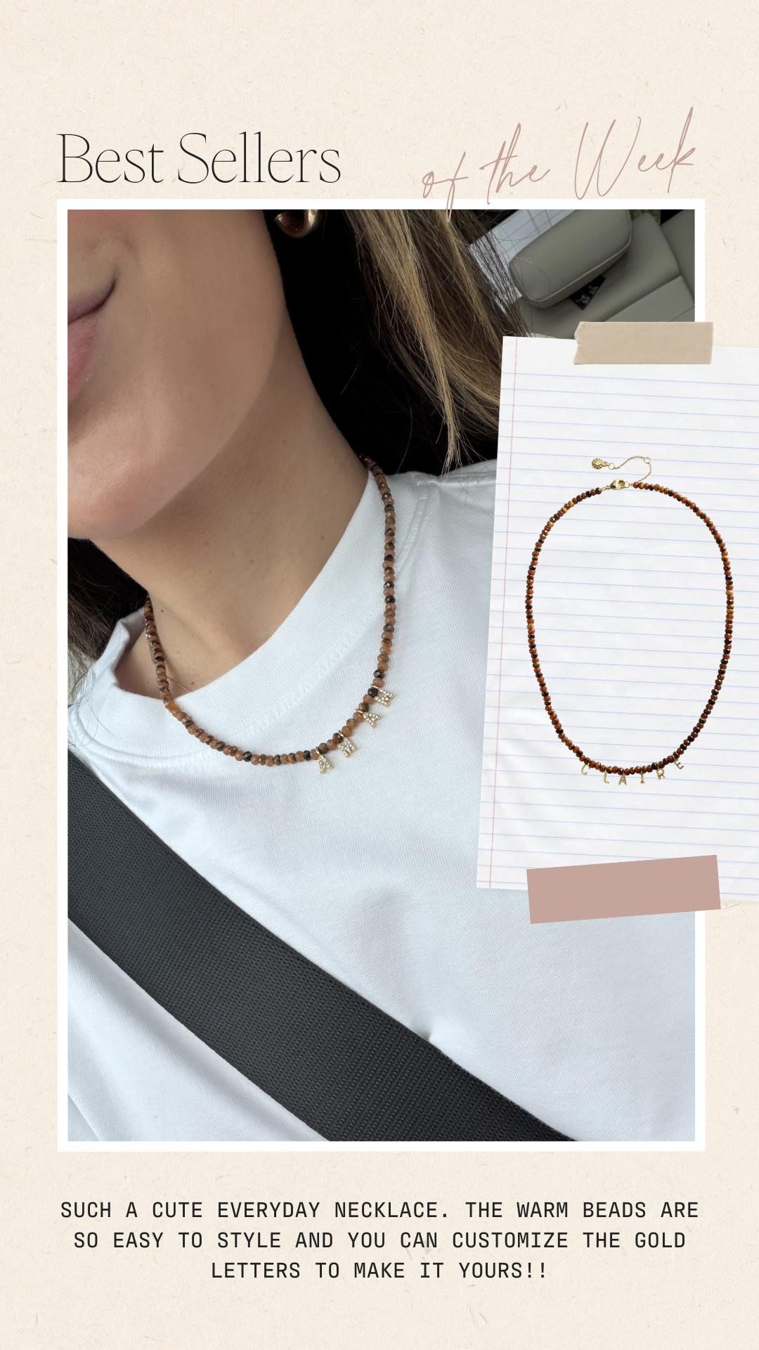 Such a cute everyday necklace. The warm beads are so easy to style and you can customize the gold letters to make it yours!! 

 #LTKmomlife #LTKSeasonal #LTKPetite