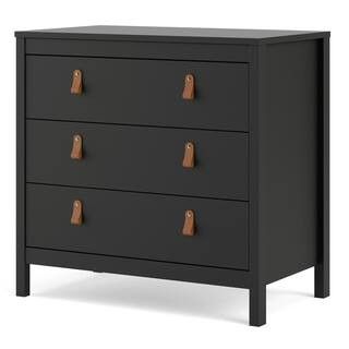 Madrid 3-Drawer Black Matte Chest of-Drawers (31.38 in. H x 32.40 in. W x 18.90 in. D) | The Home Depot