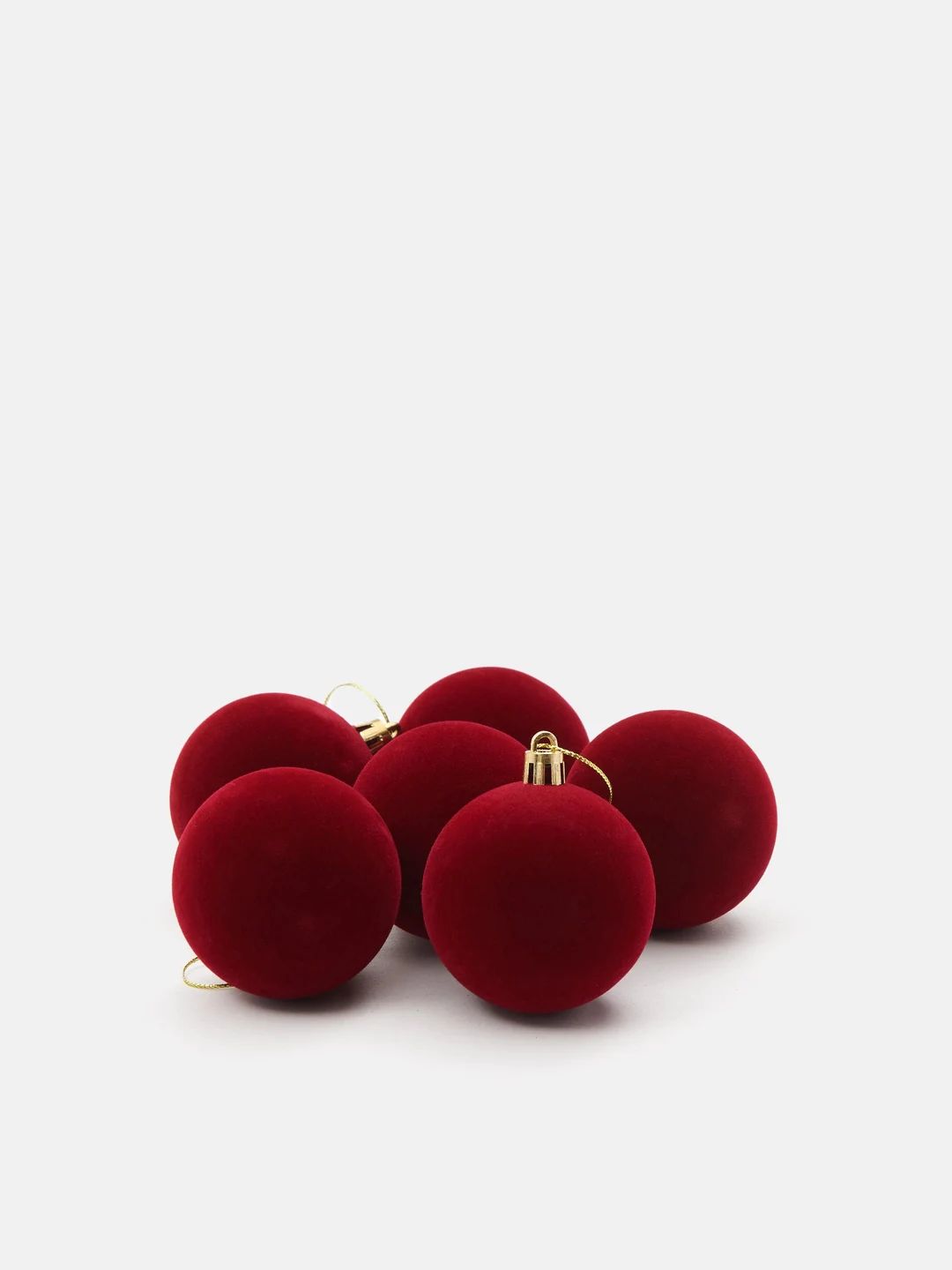 Set of 6 Christmas Tree Baubles Velvet in Red  5.5 Cm - Etsy | Etsy (US)