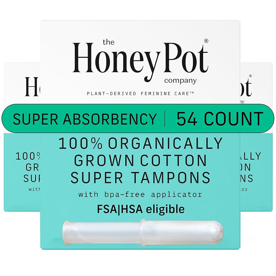 The Honey Pot Company - Super Absorbency - 100% Organic Cotton Core Tampons w/Bio Plastic Applica... | Amazon (US)