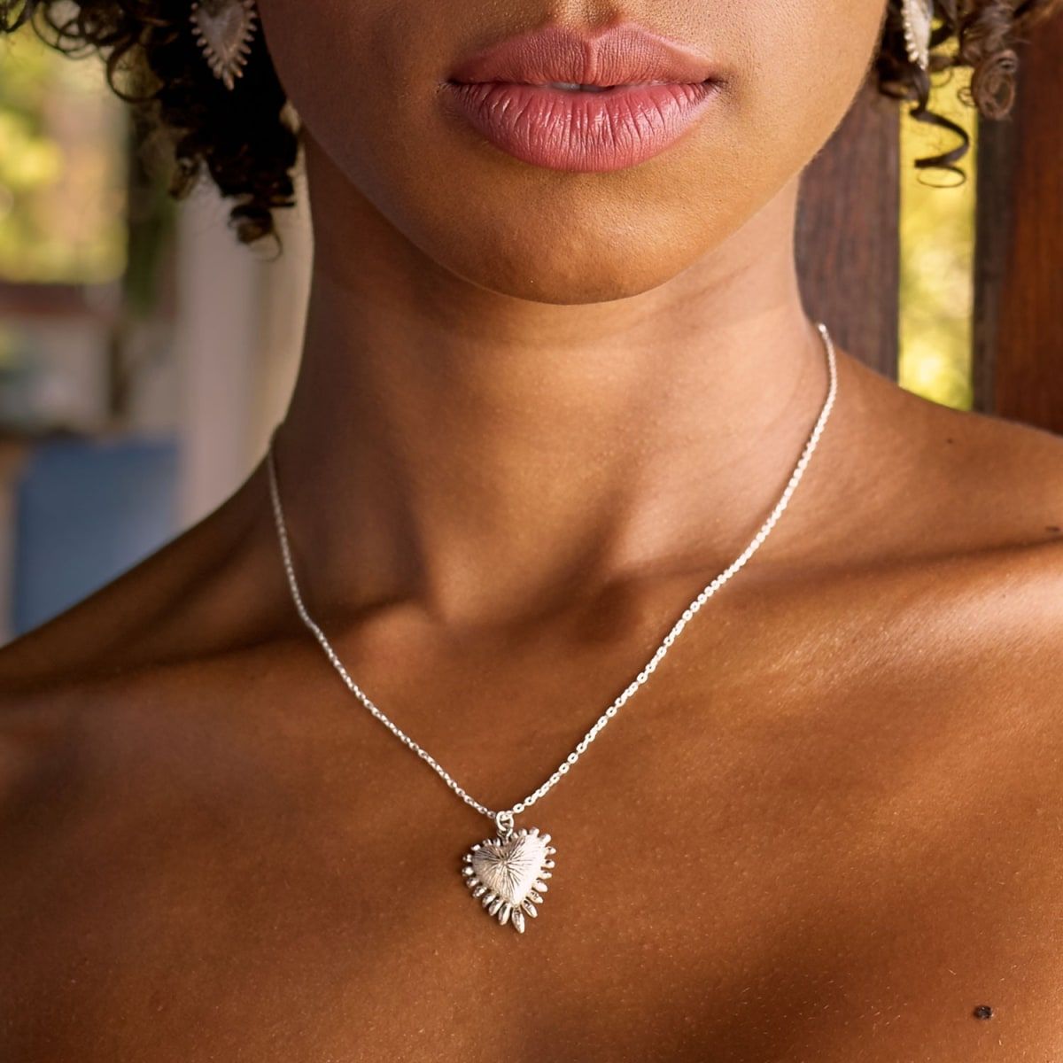 Heart Rays Necklace Silver | Wolf & Badger (US)