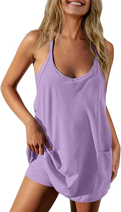 TARSE Athletic Dress for Women Casual Sleeveless Spaghetti Strap Sundress Workout Short Tennis Dr... | Amazon (US)