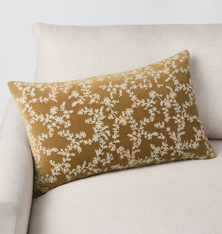 Botanical Embroidered Velvet Pillow | Rejuvenation