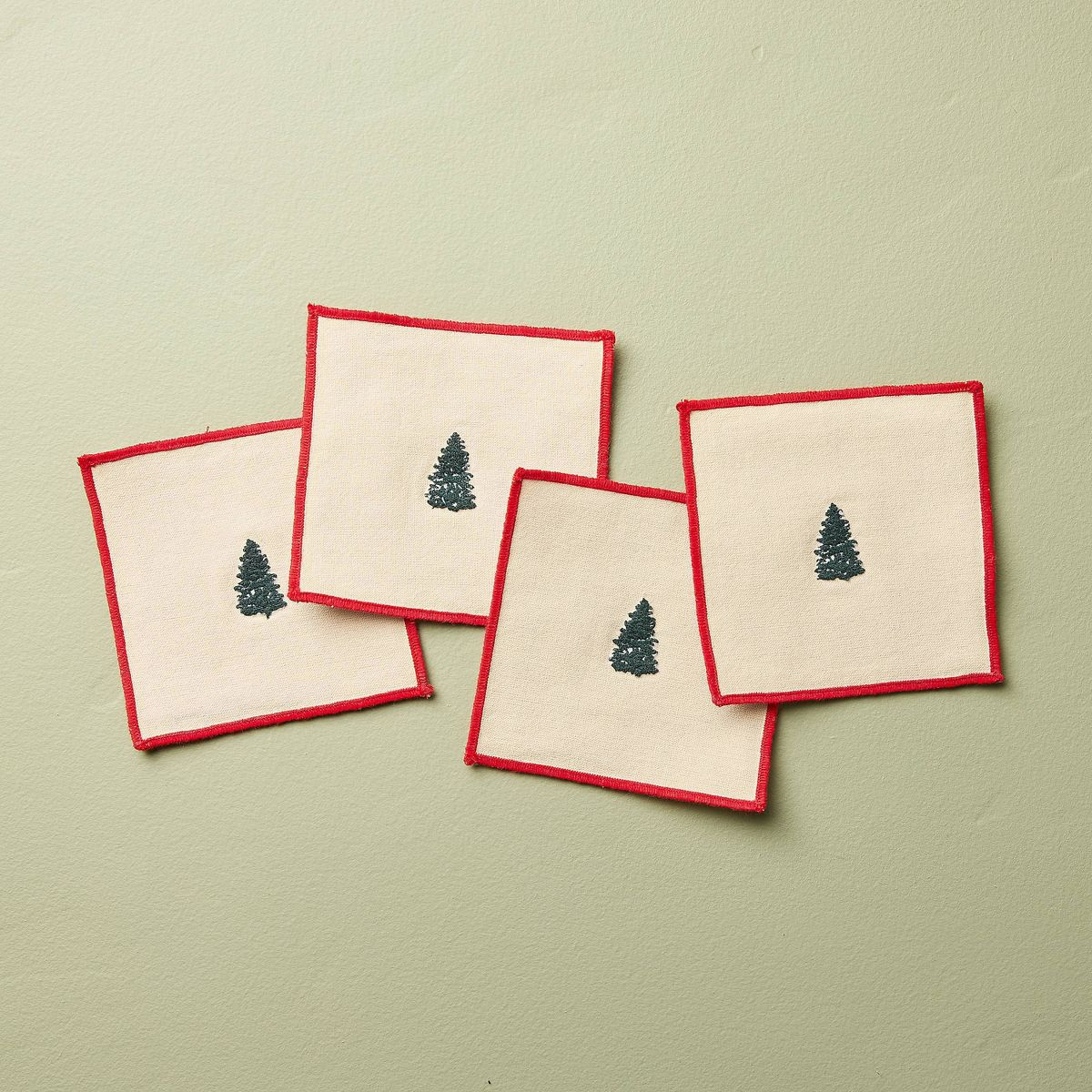 Set of 4 Cloth Cocktail Embroidered Tree Napkins - Hearth & Hand™ with Magnolia | Target