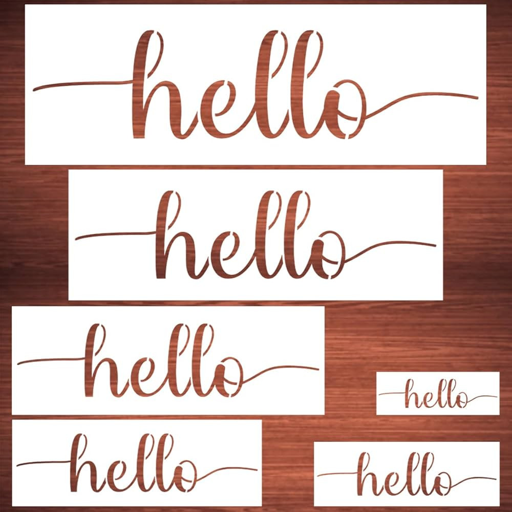 Large Hello Stencils for Painting - 6 Pack Hello Stencil Templates for Painting on Wood, Reusable... | Amazon (US)