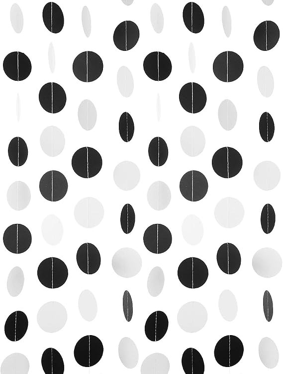 Black and White Paper Garland Circle Dot Party Garland Banner Streamer Backdrop Hanging Decoratio... | Amazon (US)
