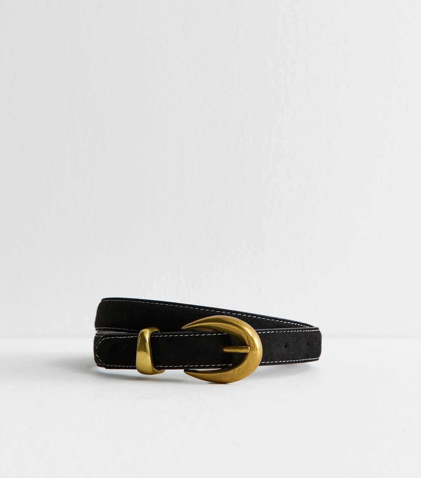 Black Faux Suede Contrast Stitch Belt | New Look | New Look (UK)
