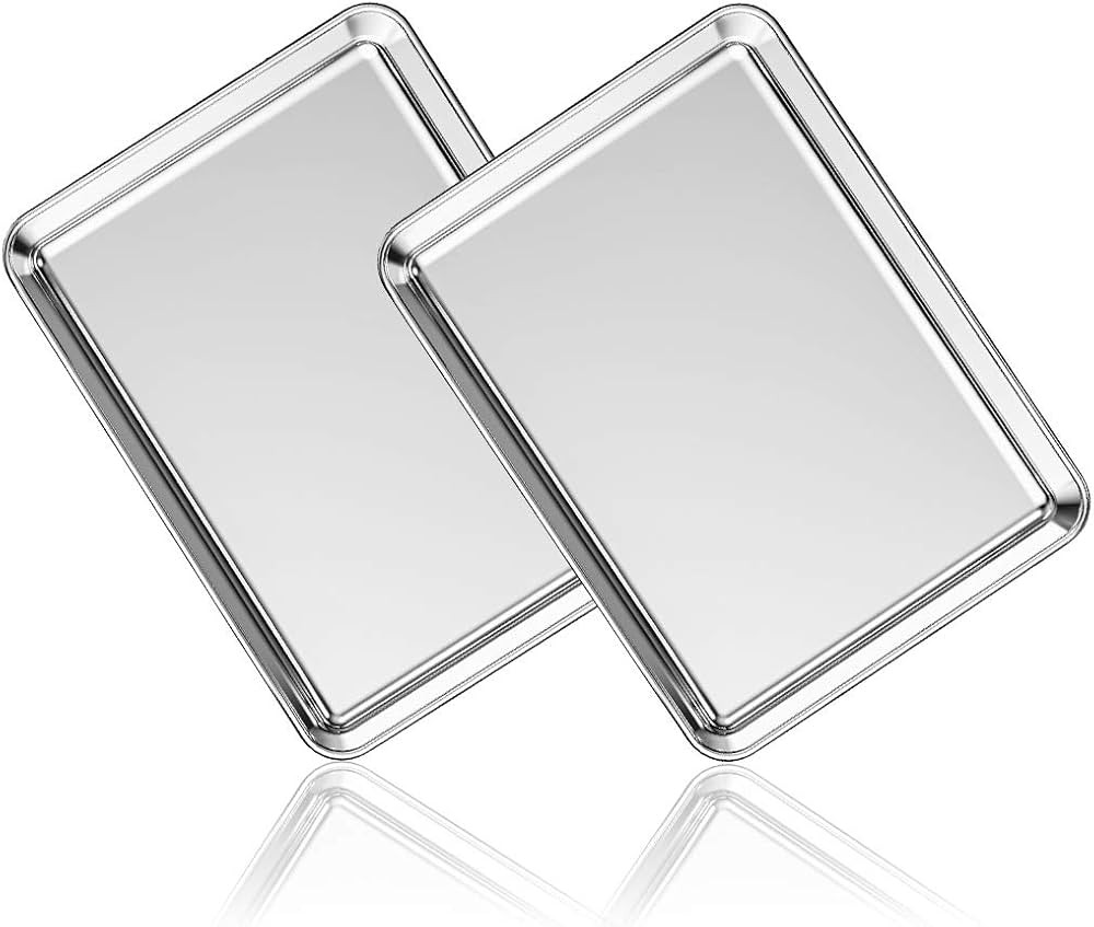 Stainless Steel Baking Sheet Set of 2, Deedro Cookie Sheet Metal Baking Pan Oven Tray, Non Toxic ... | Amazon (US)