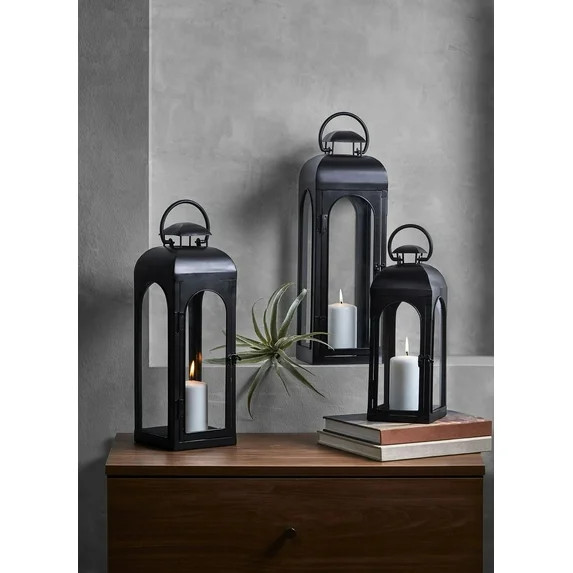 Better Homes & Gardens Black Metal Lantern Candle Holder, 20", Large | Walmart (US)