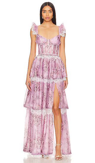 Jolie Gown in Lilac Tapestry Rose Spring Floral Dress Spring Floral Spring Dress Floral Gown | Revolve Clothing (Global)