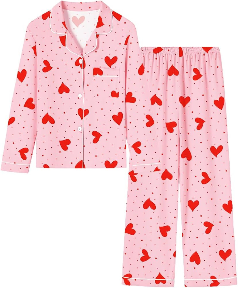 Umeyda Girls & Women Pajamas Set Long Sleeve Button-Down Sleepwear Nightwear Soft Pjs Set Loungew... | Amazon (US)