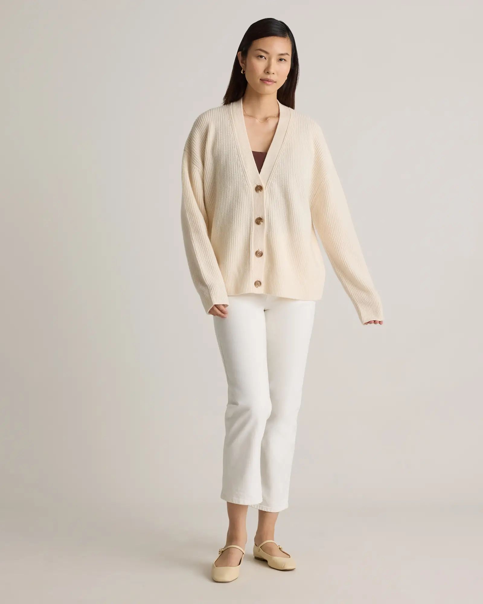 Mongolian Cashmere Fisherman Cropped Cardigan Sweater | Quince