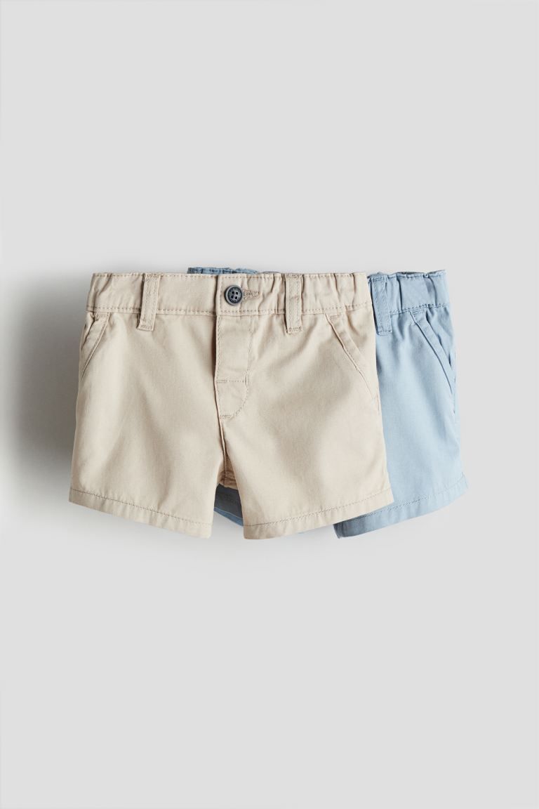 2-pack Chino Shorts - Light dusty blue/beige - Kids | H&M US | H&M (US + CA)