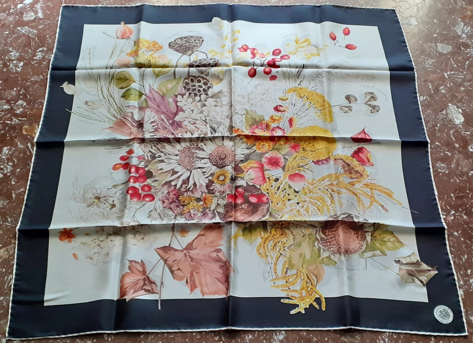 Mantero No.8 Vintage Scarf Scarf 100% Silk- Boxed (unused) Autumn Flowers Theme | eBay US