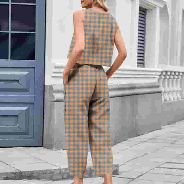 purcolt Womens 2 Piece Outfits Plaid Sleeveless Cropped Tank Tops & Capri Pants Lounge Sets Loung... | Walmart (US)