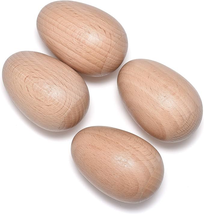 4 PCS Wood Egg Shakers Set, Musical Percussion Instruments, Natural Finish | Amazon (US)