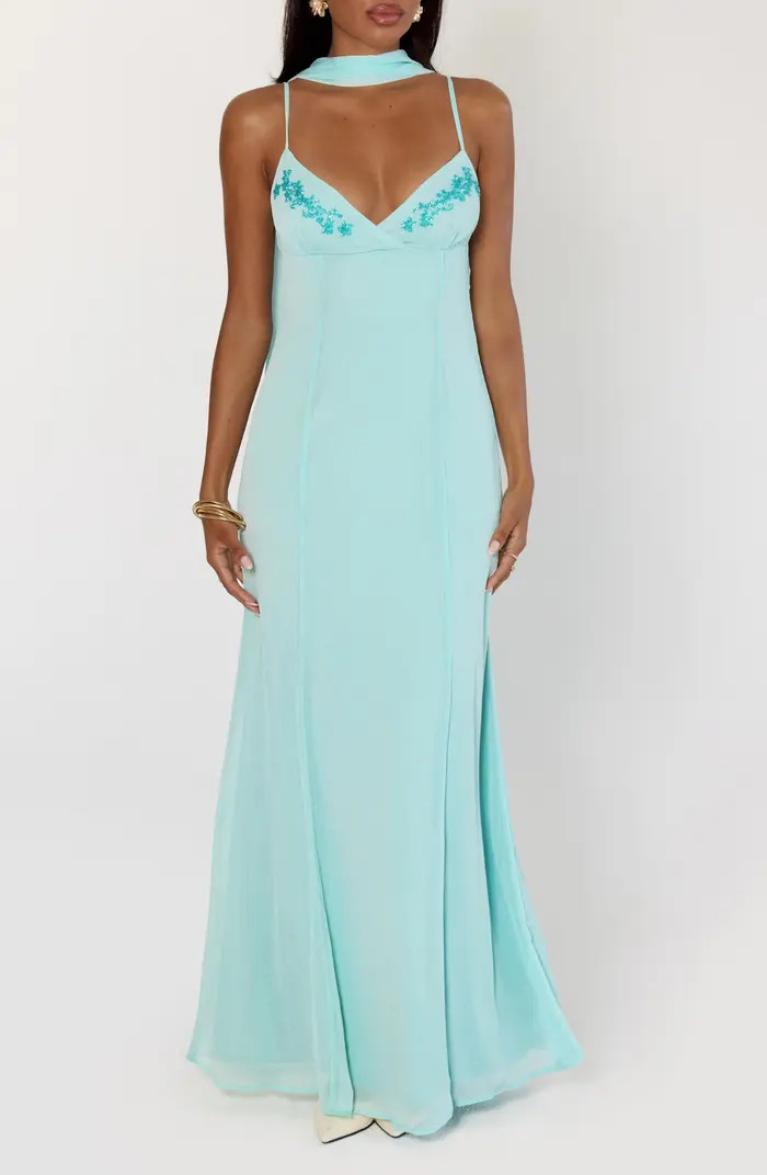 Princess Polly Jadira Chiffon Gown & Scarf Set | Nordstrom | Nordstrom