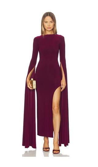 Norma Kamali Open Back Ribbon Sleeve Wide Slit Gown in Purple. - size M | Revolve Clothing (Global)