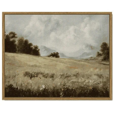 Drsoum Framed Canvas Wall Art Vintage Classical Oil Painting 11x14in The Vast Grassland Room Decor for Kitchen Bedroom Living Room - Natural Framed | Walmart (US)