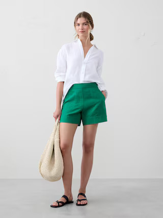 Linen-Blend Pull-On Short | Banana Republic Factory