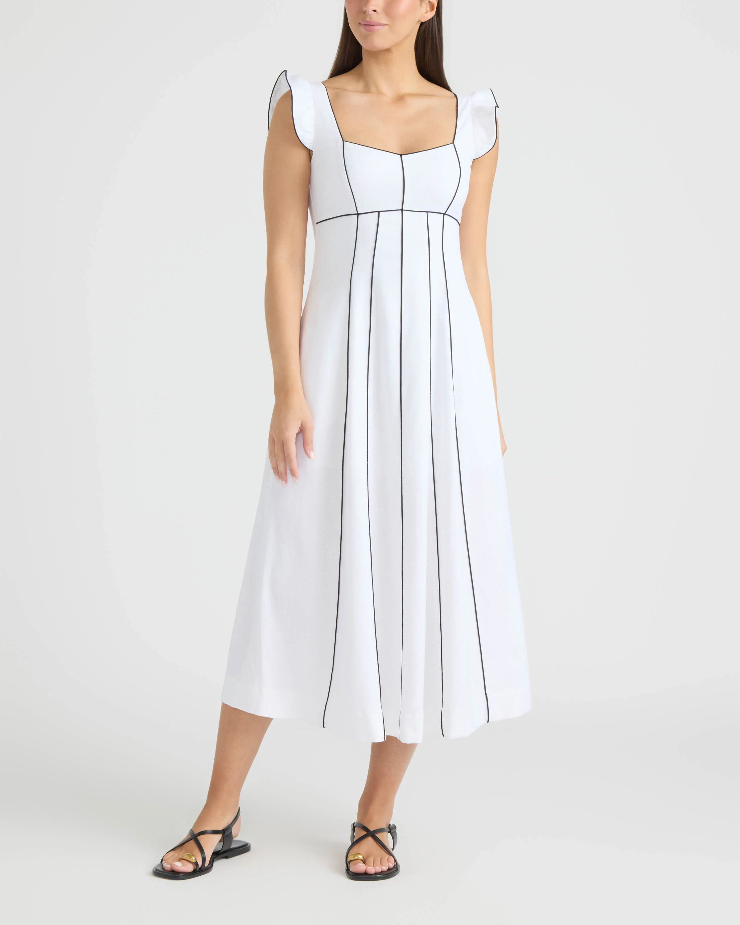 Ellen Tracy Women's Linen Dress with Contrast Pipping | Shop Simon