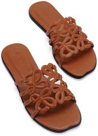 Flat Sandals for Women 2026 Luxury Open Toe Dressy Slip On Sandals Comfortable Slides for Summer | Amazon (US)