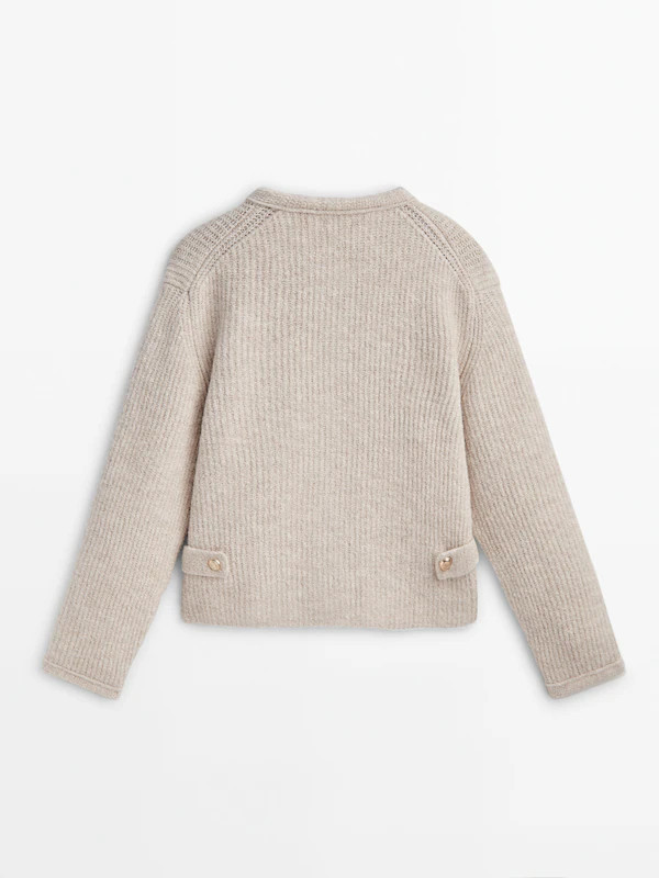 Knit cardigan with button detail at the back | Massimo Dutti UK