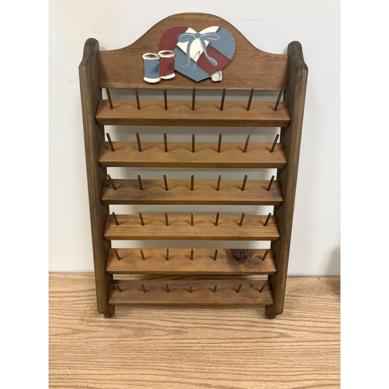 Large 42 Spool Solid Wood Custom Made Thread Rack Wall Mount | Etsy (Global)